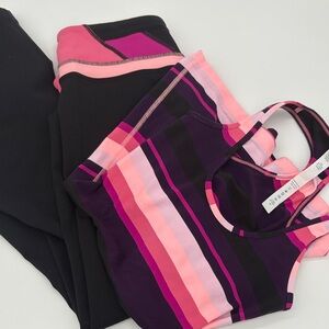 Lulu lemon Striped Pink and Purple Activewear Set size 4 regular Like New
